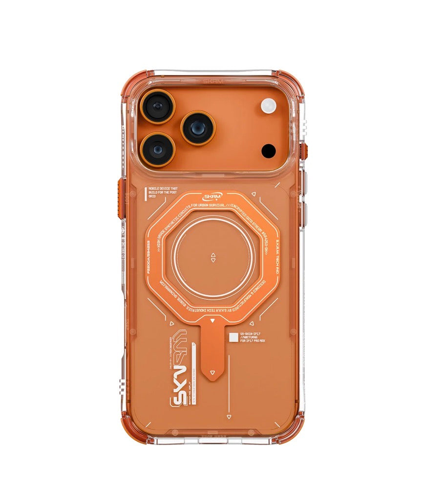 Apple iPhone 17 Pro Kılıf SkinArma M-safe Şarj Özellikli Airbag Tasarımlı Magma Kapak Turuncu