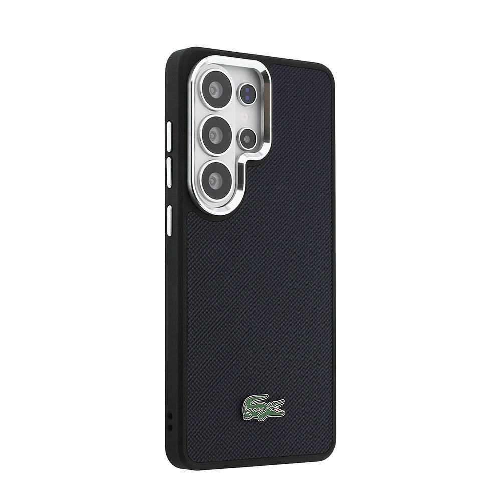 Galaxy S26 Ultra Kılıf Lacoste Orjinal Lisanslı PU Pike Desenli Arka Yüzey İkonik Timsah Metal Logolu Kapak Lacivert