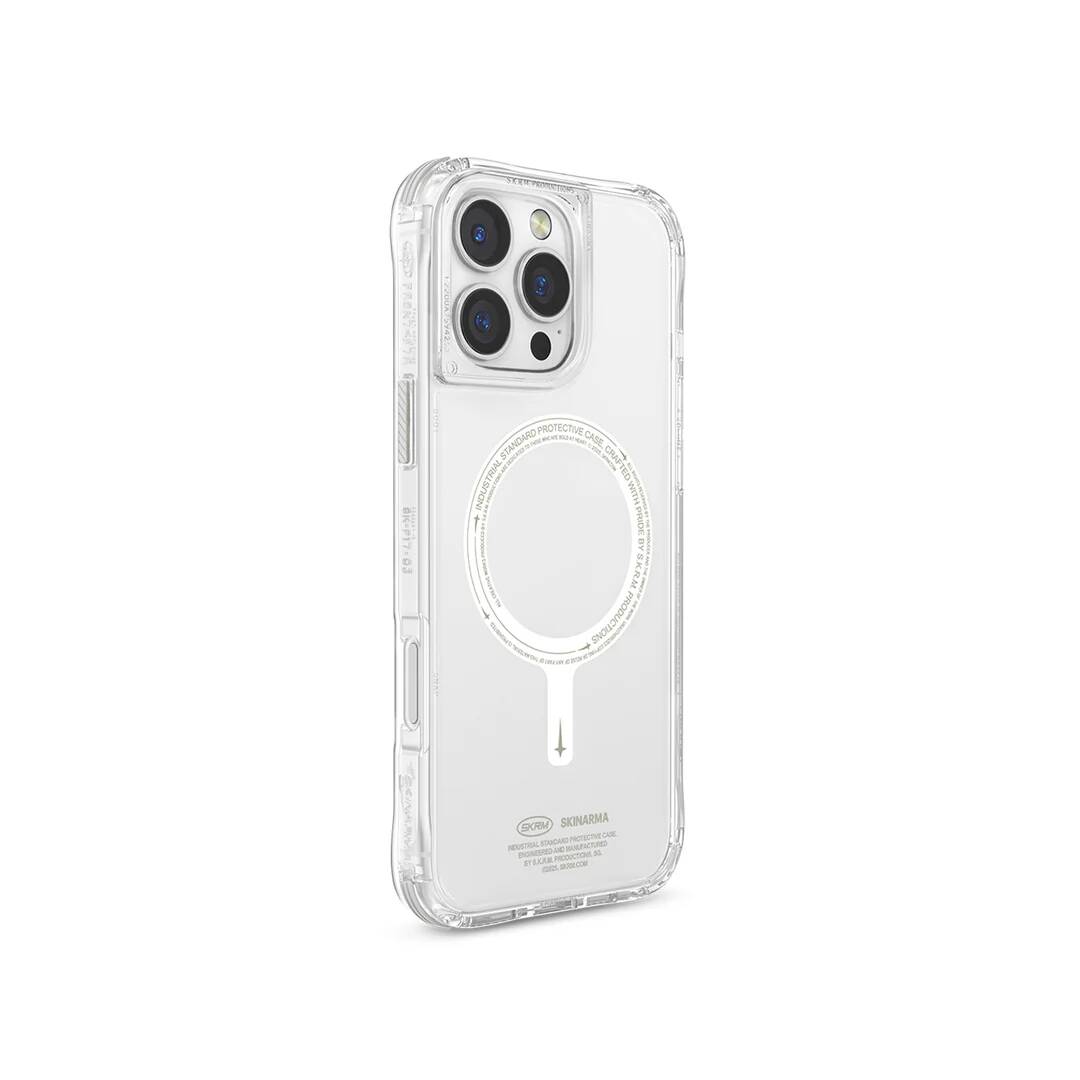 SKİNARMA iPhone 16 Pro Magsafe Şarj Özellikli Şeffaf Airbag Tasarımlı Saido Nightglow Kılıf
