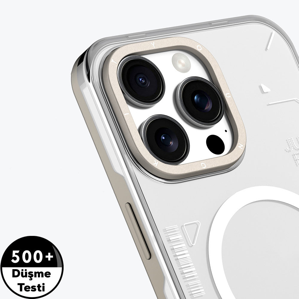Magsafe Şarj Özellikli Çıkarılabilir Arka Yüzeyli Youngkit Mecha Gold Kapak - enzaksesuar