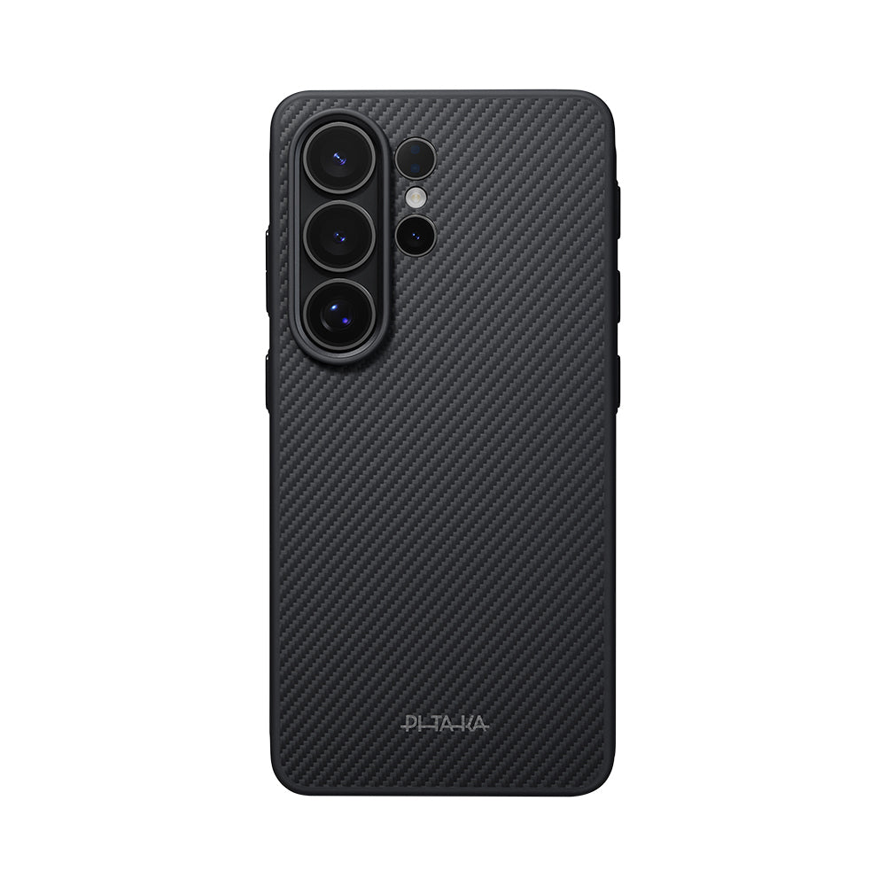 Galaxy S26 Ultra Kılıf M-safe Şarj Özellikli 600D Aramid Fiber Pitaka Cairn Serisi Black-Grey Twill Kapak