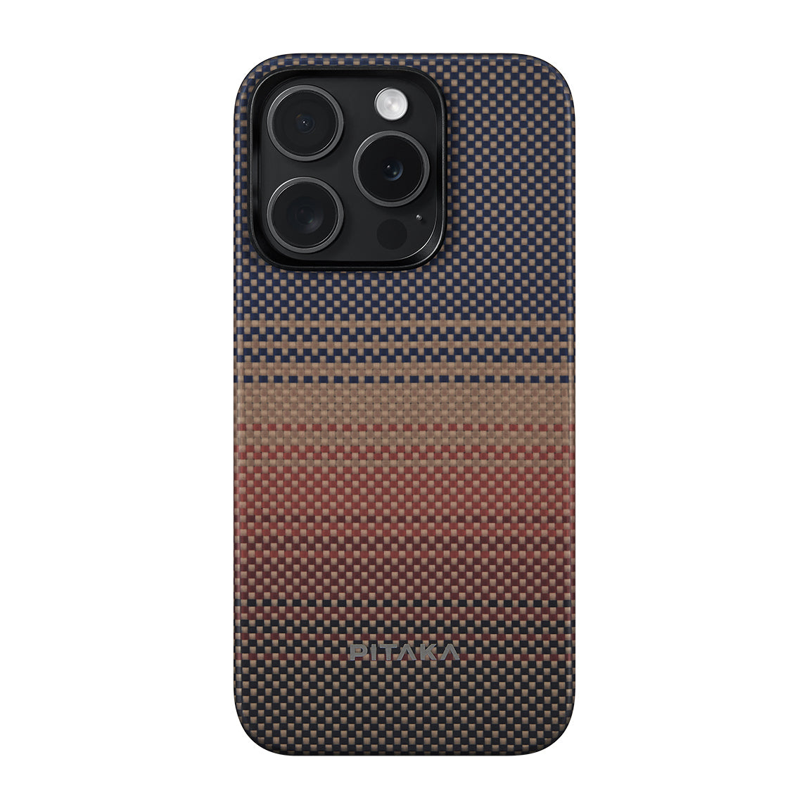PİTAKA Magsafe Şarj Özellikli İPhone 15 Pro Max Aramid Fiber Tactile Woven Sunset-Moonrise Serisi Sunset Kılıf