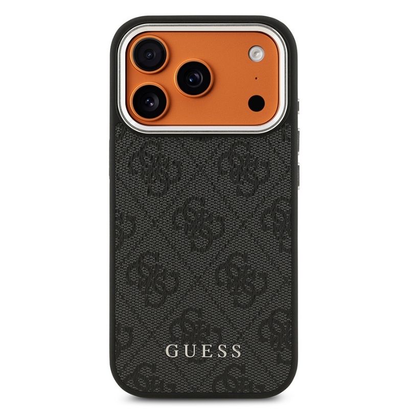 Apple iPhone 17 Pro Kılıf Guess Orjinal Lisanslı M-safe Şarj Özellikli 4G Klasik Yazı Logolu Kapak Siyah