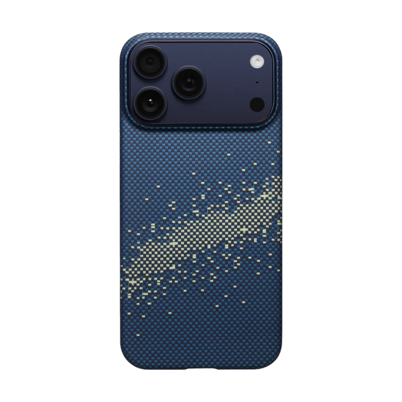 Apple iPhone 17 Pro Max Kılıf Magsafe Şarj Özellikli Aramid Fiber Pitaka Tactile Woven Starpeak Serisi Milky Way Galaxy Kapak Mavi