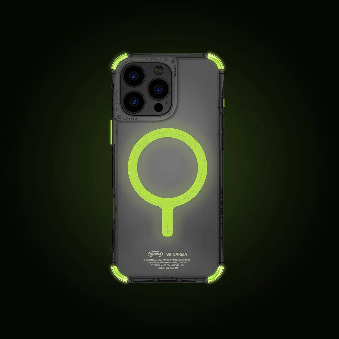 SKİNARMA iPhone 16 Pro Magsafe Şarj Özellikli Şeffaf Airbag Tasarımlı Saido Nightglow Kılıf