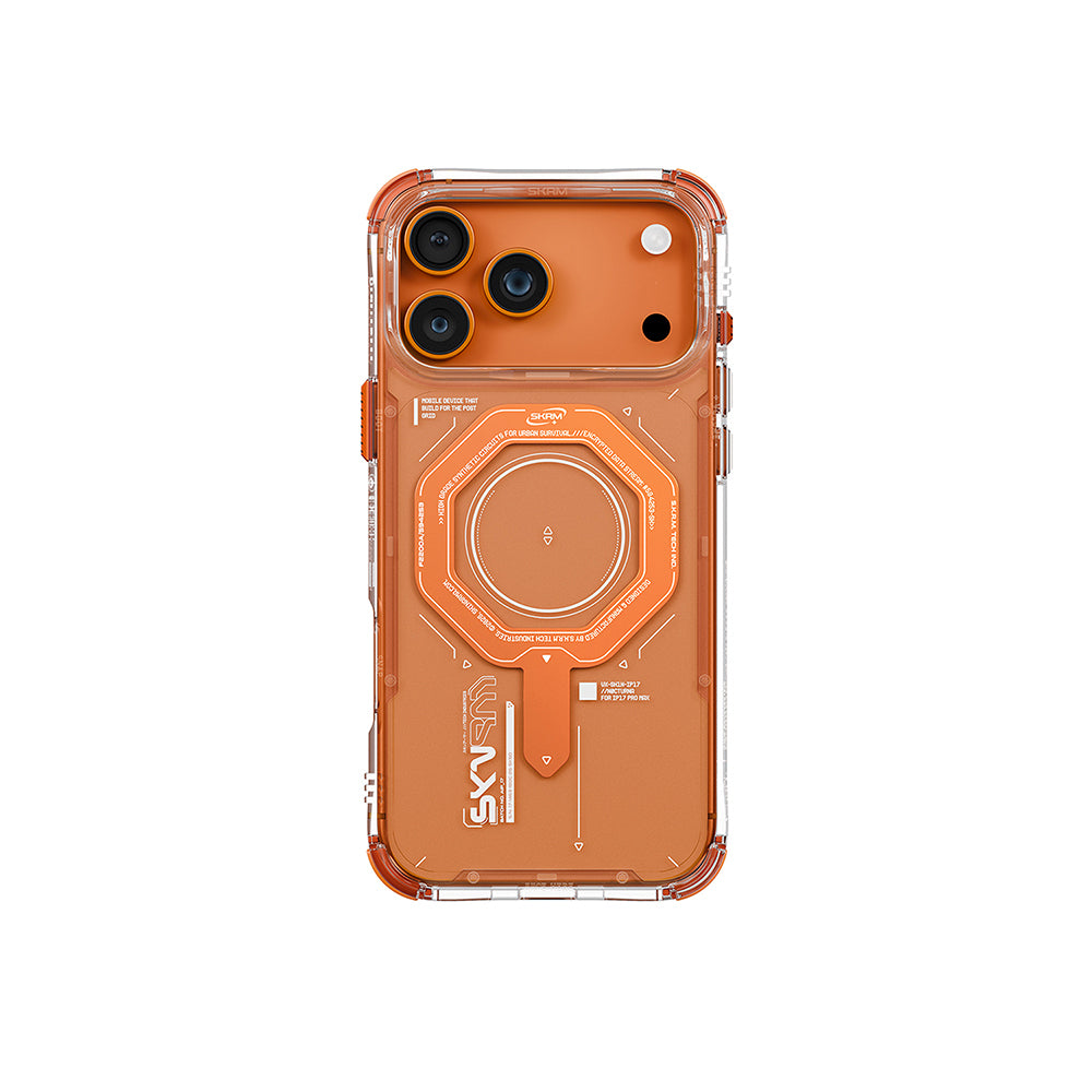 Apple iPhone 17 Pro Max Kılıf SkinArma M-safe Şarj Özellikli Airbag Tasarımlı Magma Kapak Turuncu