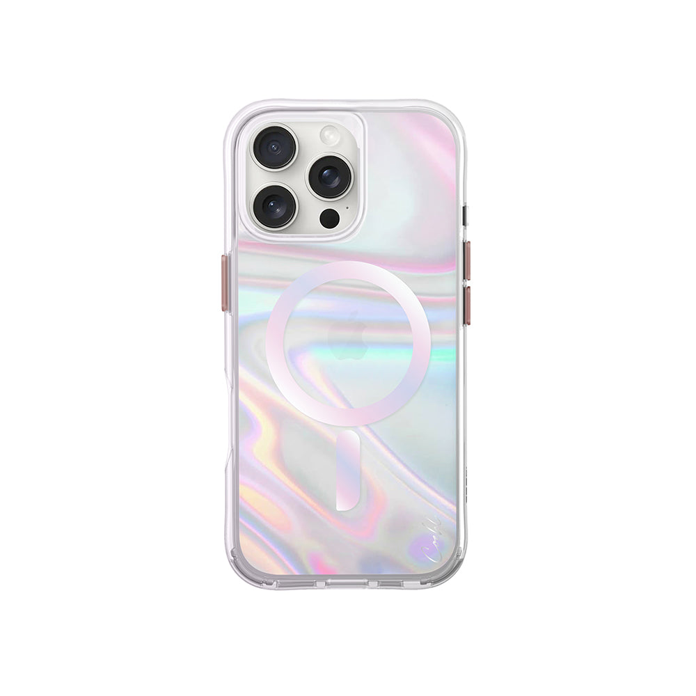 COEHL iPhone 16 Pro Max Kılıf Magsafe Şarj Özellikli Holografik Şeffaf Arka Yüzey Savon Kılıf