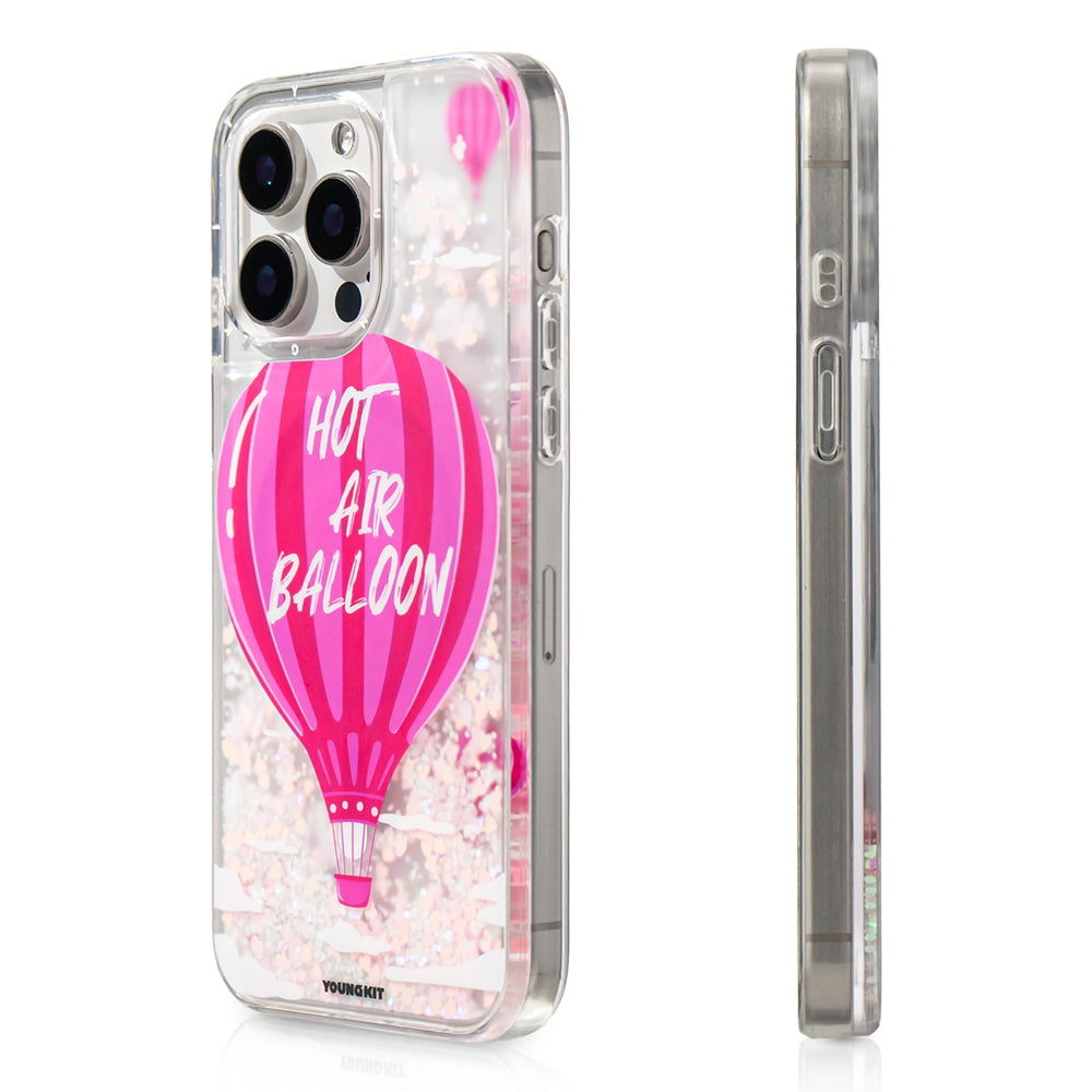 YOUNGKIT iPhone 16 Pro Max Magsafe Şarj Özellikli Parlak Kumlu Sıvılı Pink Dream Quicksand Serisi Pembe Kılıf