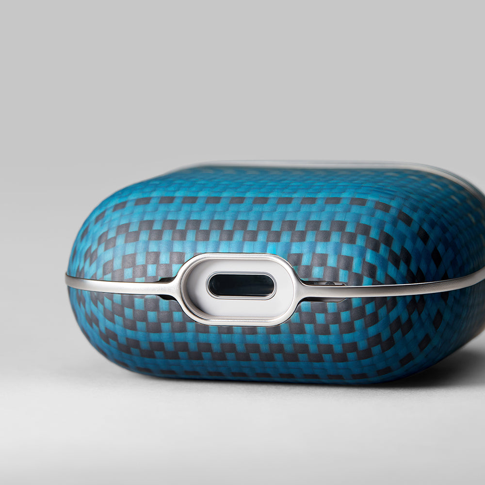 Apple Airpods Pro 2 Kılıf Aramid Fiber Pitaka Tactile Woven Sunset-Moonrise Serisi Sunset Kapak Mavi