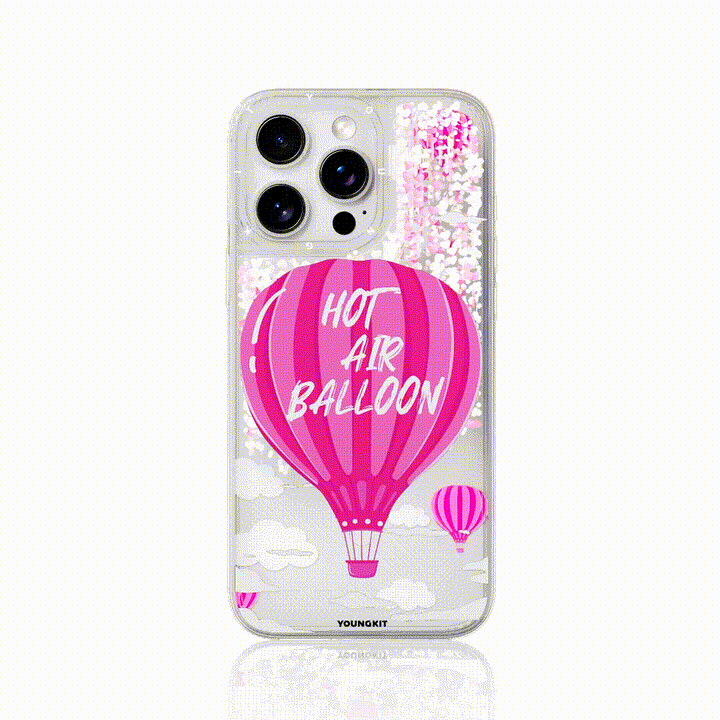 YOUNGKIT iPhone 16 Pro Max Magsafe Şarj Özellikli Parlak Kumlu Sıvılı Pink Dream Quicksand Serisi Pembe Kılıf