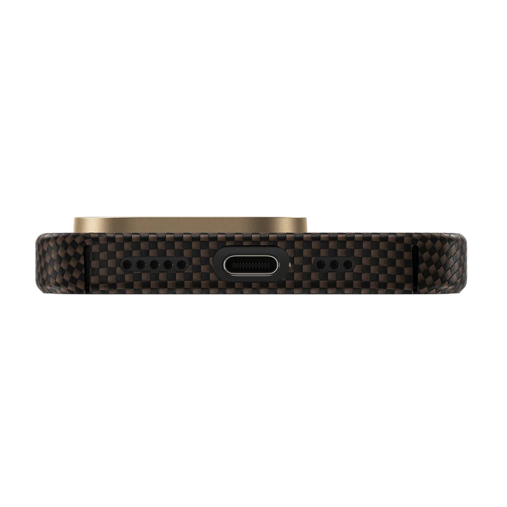 BENKS iPhone 16 Pro Magsafe Şarj Özellikli ArmorTint Serisi ArmorAir Kevlar Gold Kılıf