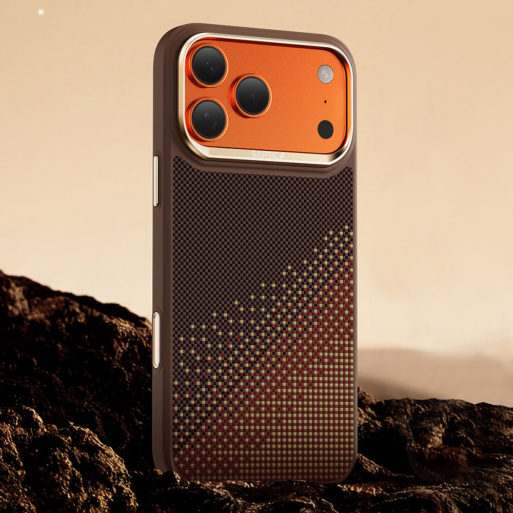 Apple iPhone 17 Pro Max Kılıf M-safe Şarj Özellikli Raptic Aramid Dual Serenity Serisi Kapak Kahverengi