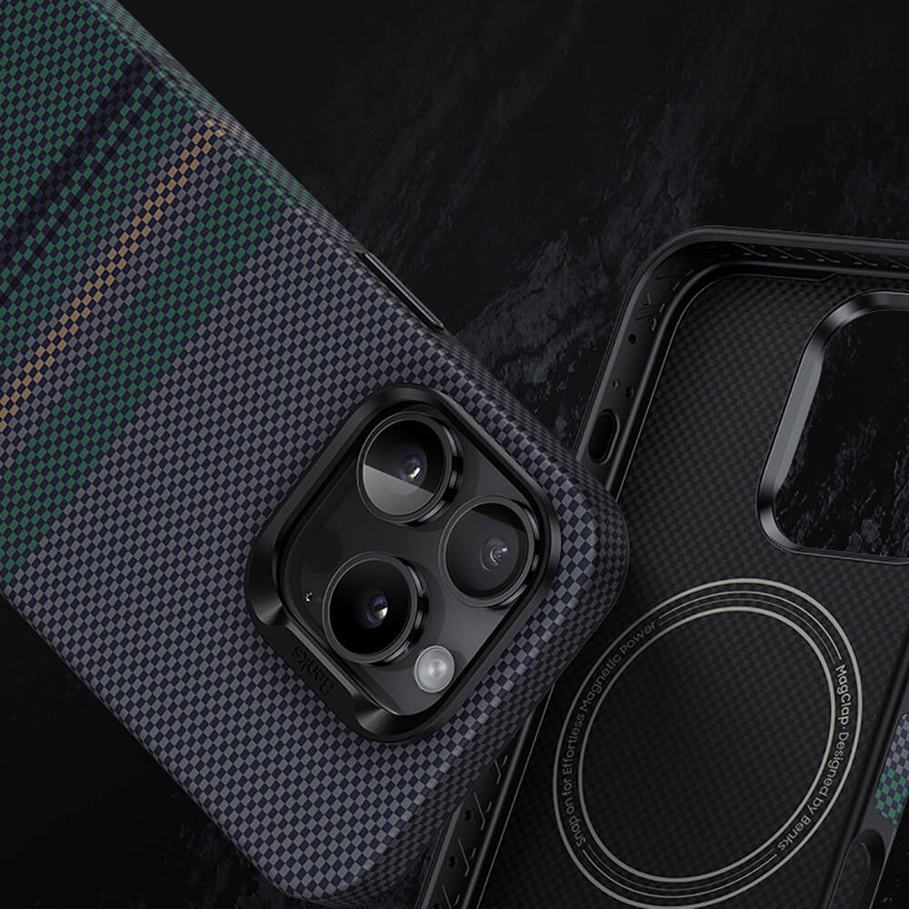 Magsafe Şarj Özellikli Karbon Fiber Tasarımlı Benks Aurora ArmorPro Kevlar Kapak - enzaksesuar