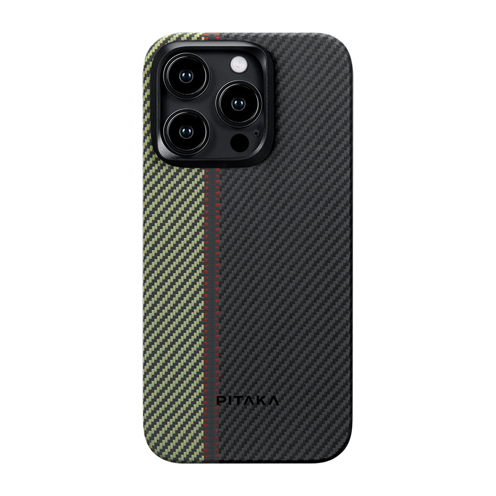 PİTAKA iPhone 15 Pro Magsafe Şarj Özellikli 600D Aramid Fiber Tactile Woven Orchestra Serisi Overture Kılıf