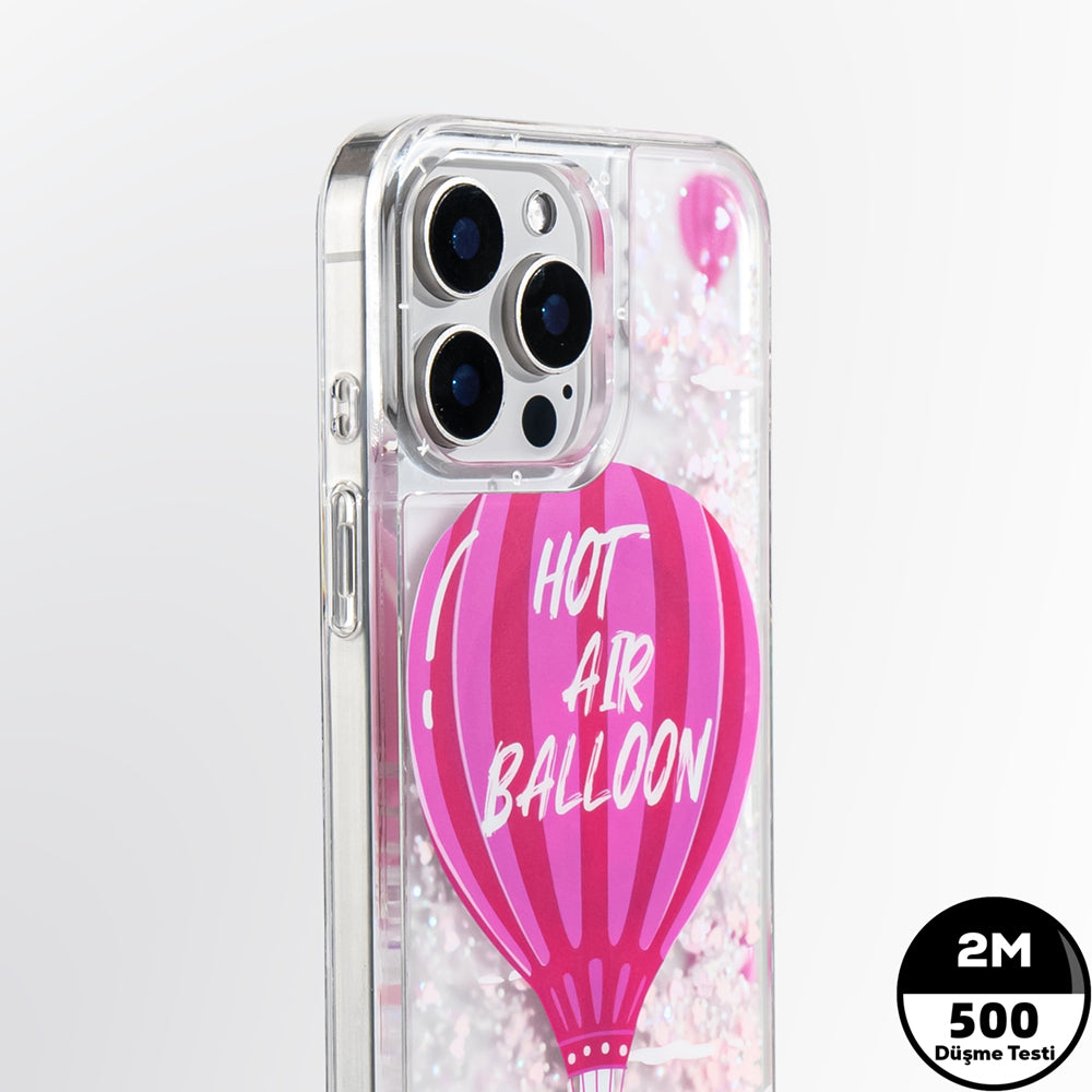YOUNGKIT iPhone 16 Pro Max Magsafe Şarj Özellikli Parlak Kumlu Sıvılı Pink Dream Quicksand Serisi Pembe Kılıf