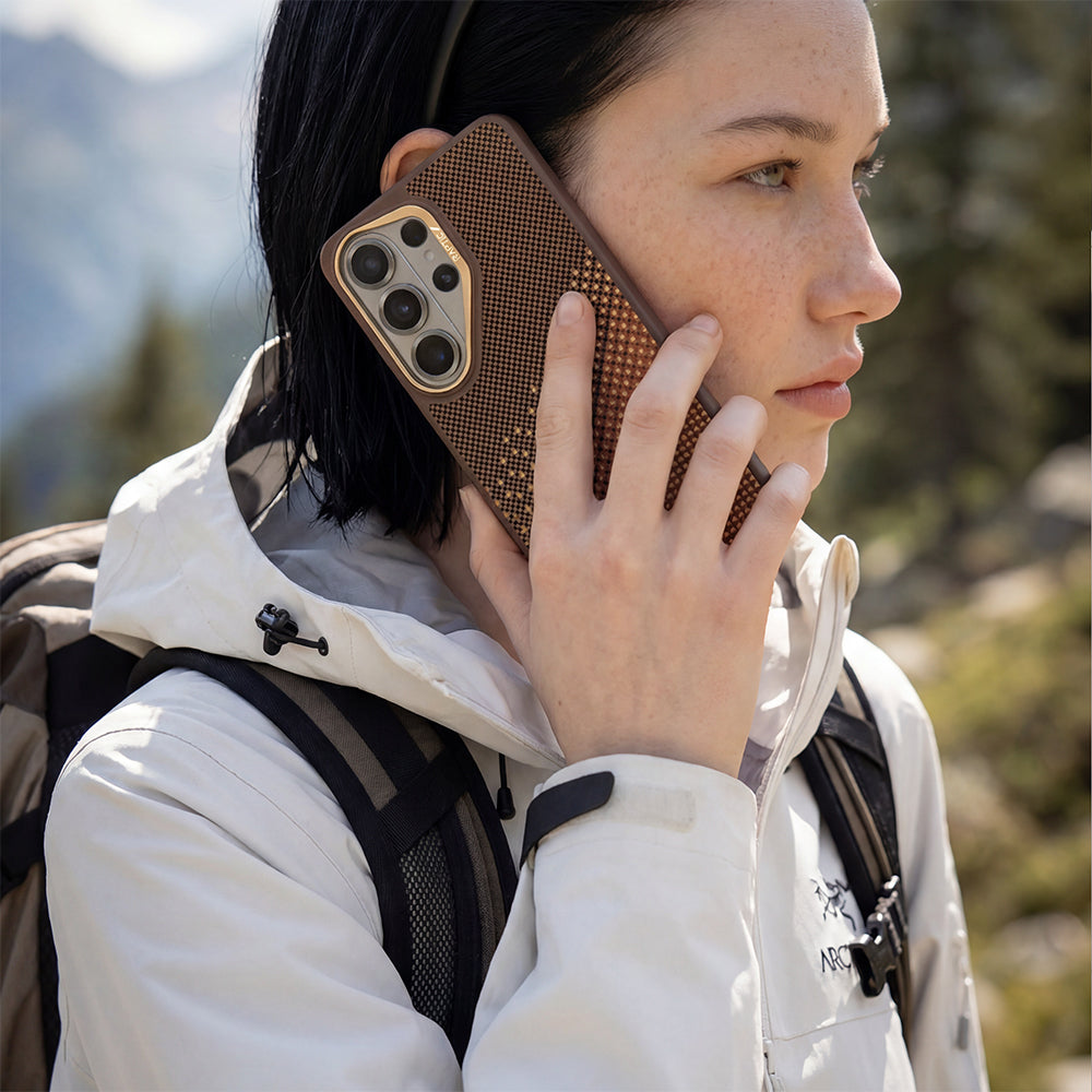 Galaxy S26 Ultra Kılıf M-safe Şarj Özellikli Raptic Aramid Skin Dual Serisi Kapak Kahverengi