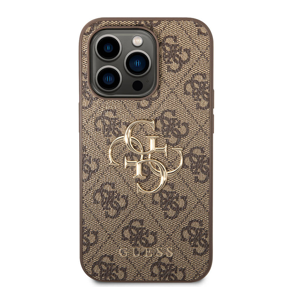 Guess Orjinal Lisanslı PU Deri Yazı ve 4G Metal Logolu Desenli Kahverengi Kapak - enzaksesuar