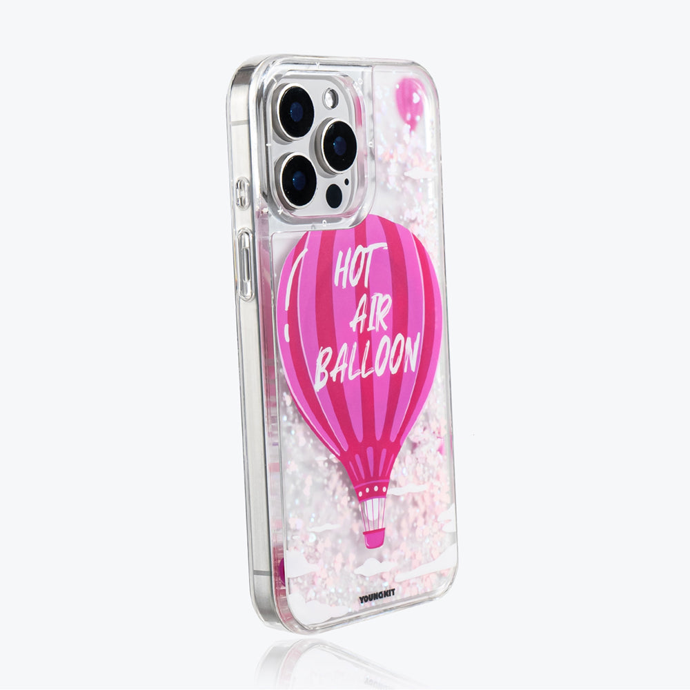 YOUNGKIT iPhone 16 Pro Max Magsafe Şarj Özellikli Parlak Kumlu Sıvılı Pink Dream Quicksand Serisi Pembe Kılıf