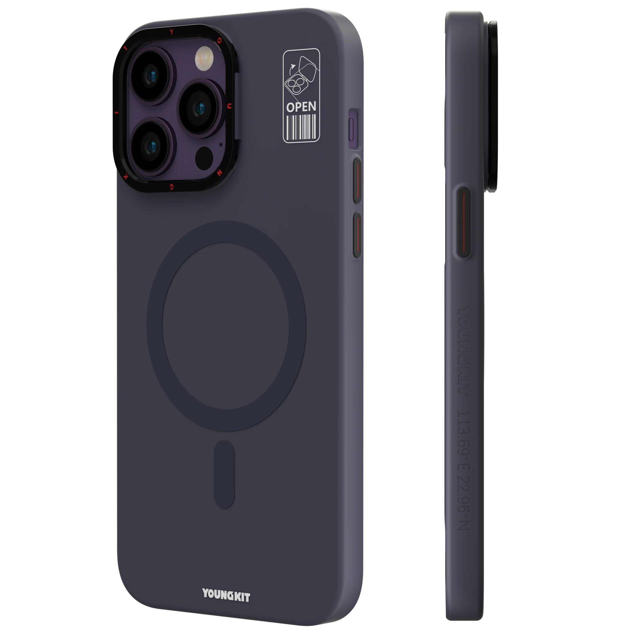 YOUNGKIT iPhone 13 Pro Standlı Hermit Bracket Serisi Mor Kılıf