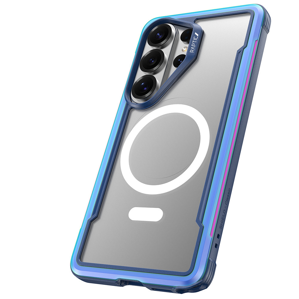 Galaxy S26 Ultra Kılıf M-safe Şarj Özellikli Airbagli Raptic Shield Serisi Şeffaf Arka Yüzey Kapak Mavi