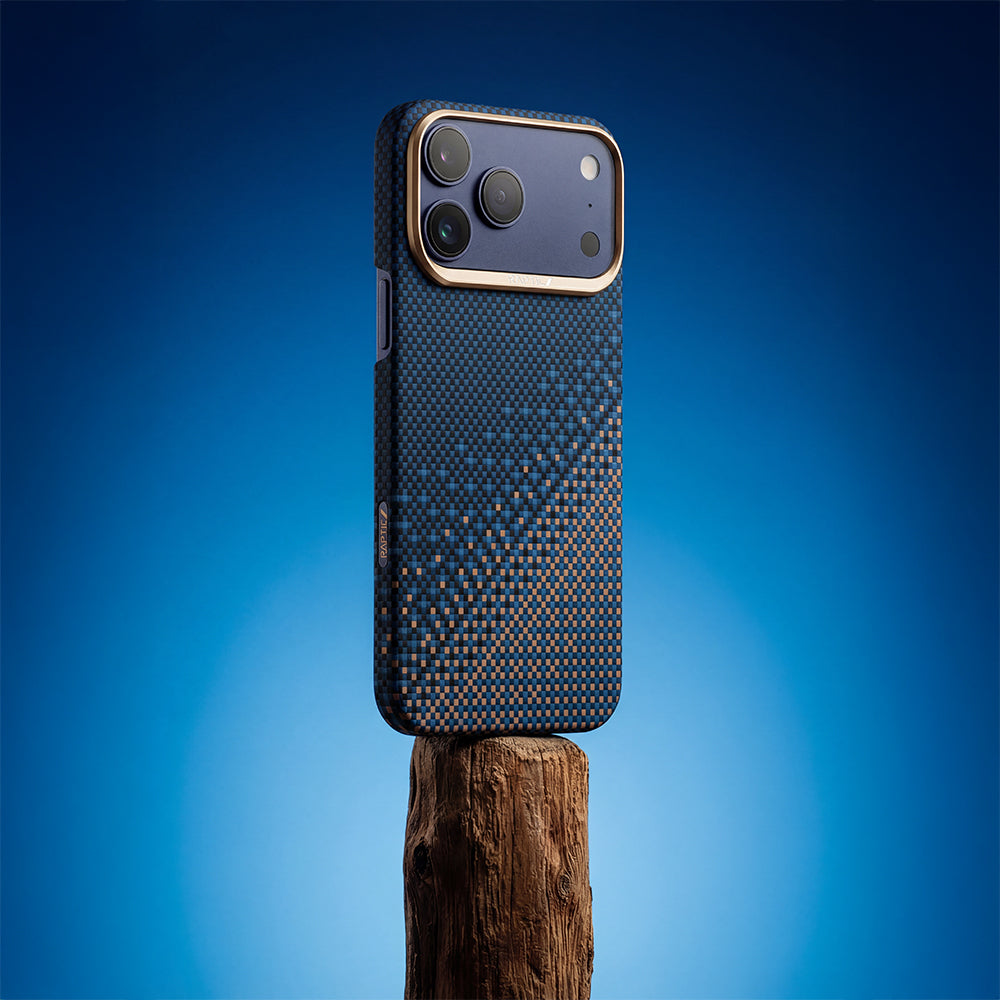 Apple iPhone 17 Pro Max Kılıf M-safe Şarj Özellikli Raptic Aramid Skin Serenity Serisi Kapak Lacivert