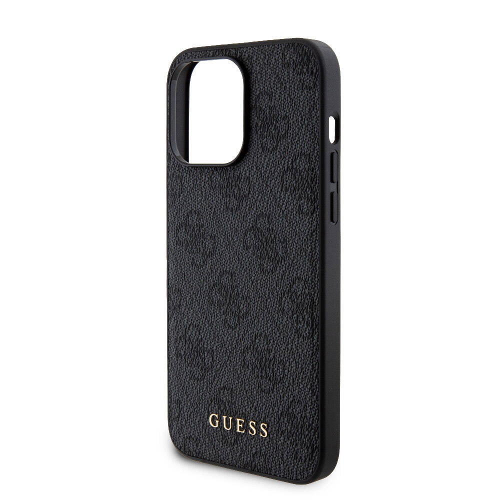 Guess Orjinal Lisanslı Magsafe Şarj Özellikli Yazı Logolu 4G Desenli Siyah Kapak +  Siyah Powerbank 5000mAh 2in1 Set - enzaksesuar