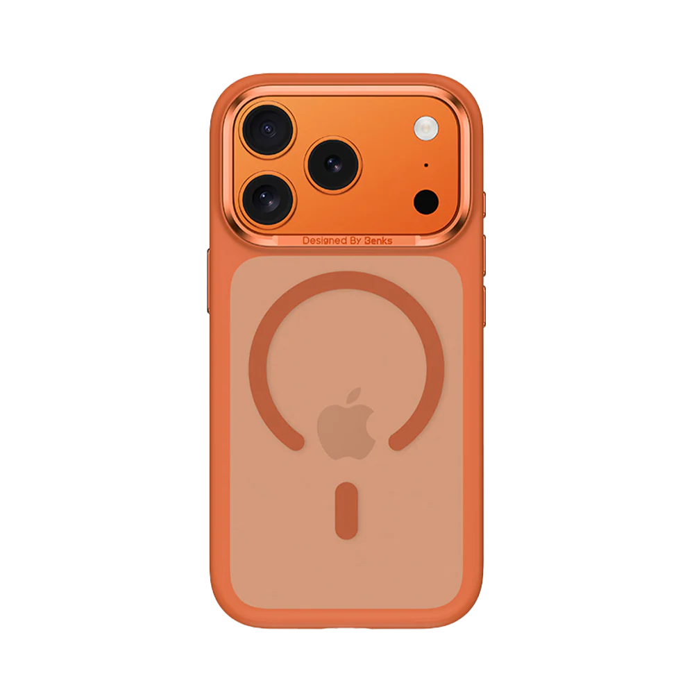 Apple iPhone 17 Pro Max Kılıf M-Safe Şarj Özellikli Benks Mist C-Magnet Kapak Turuncu