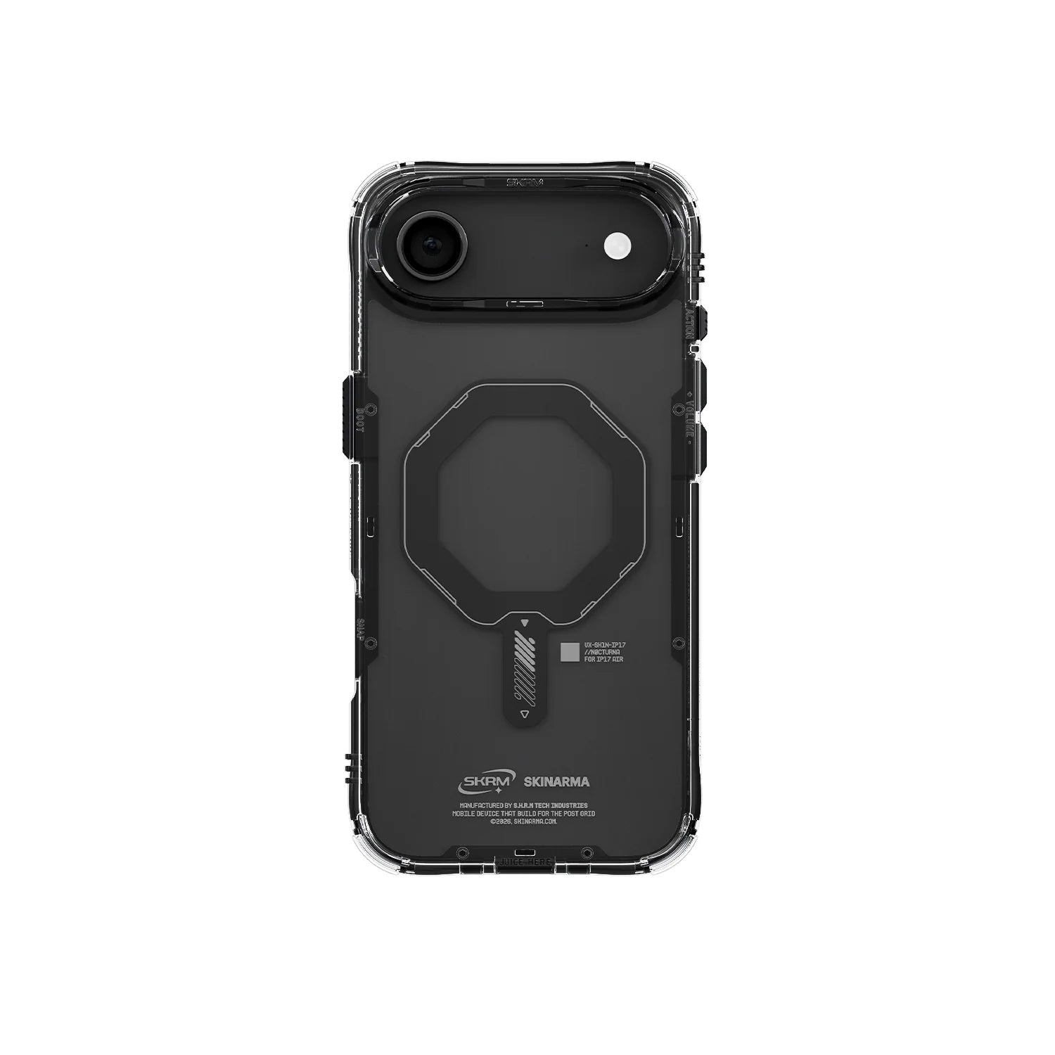 Apple iPhone 17 Air Kılıf M-safe Şarj Özellikli Şeffaf Airbag Tasarımlı Skinarma Saido Mag-Charge Kapak Siyah