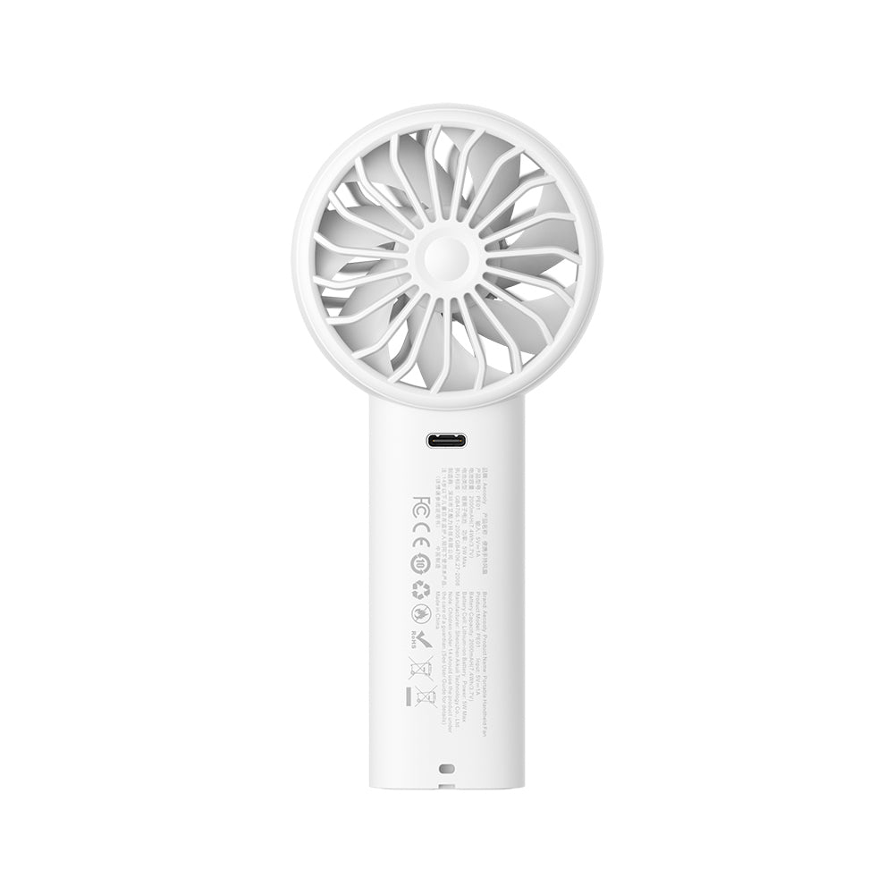 Aecooly PE01 Dijital LED Göstergeli 5 Kademeli Portatif Soğutucu El Fanı Beyaz