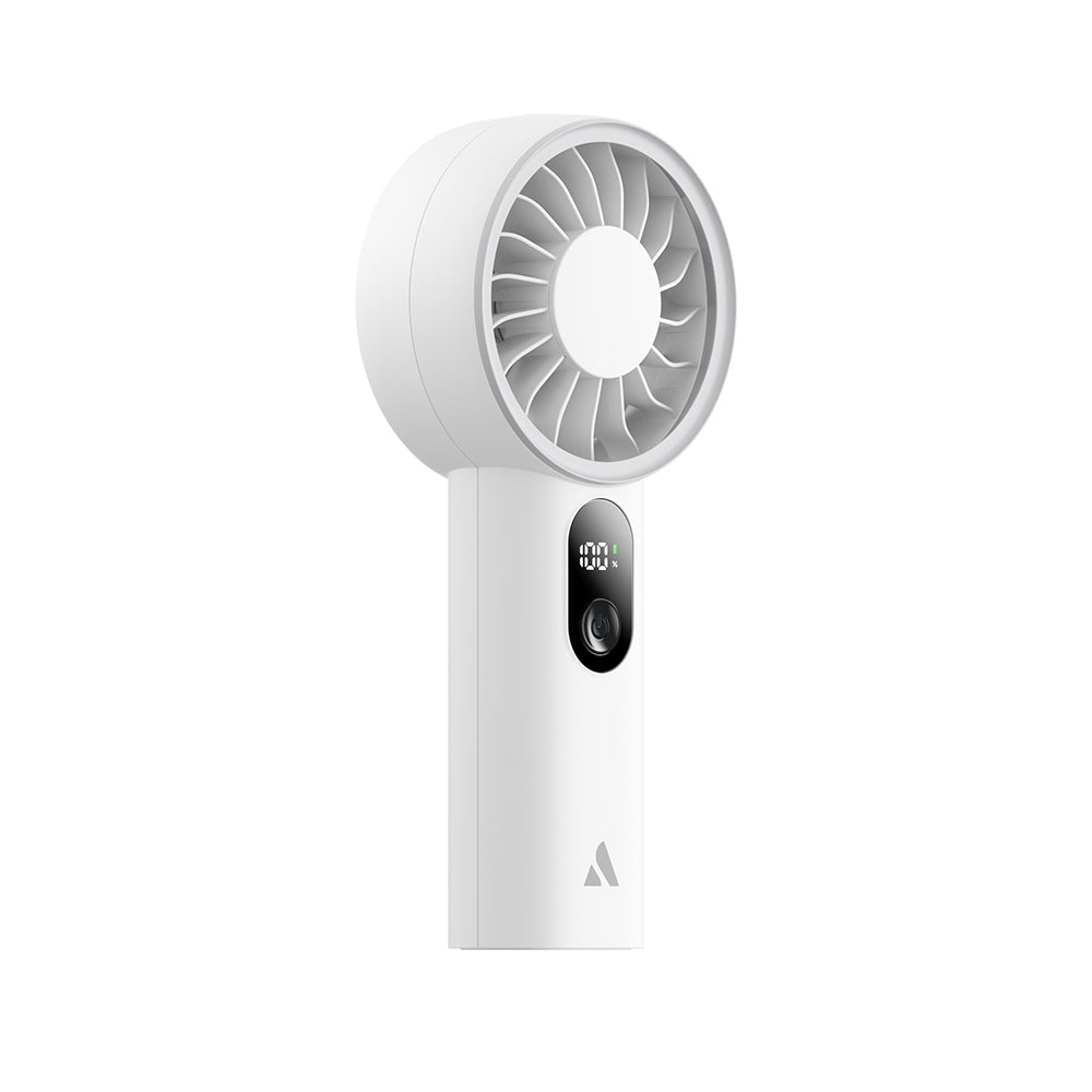 Aecooly PE01 Dijital LED Göstergeli 5 Kademeli Portatif Soğutucu El Fanı Beyaz