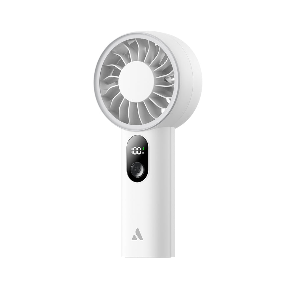 Aecooly PE01 Dijital LED Göstergeli 5 Kademeli Portatif Soğutucu El Fanı Beyaz
