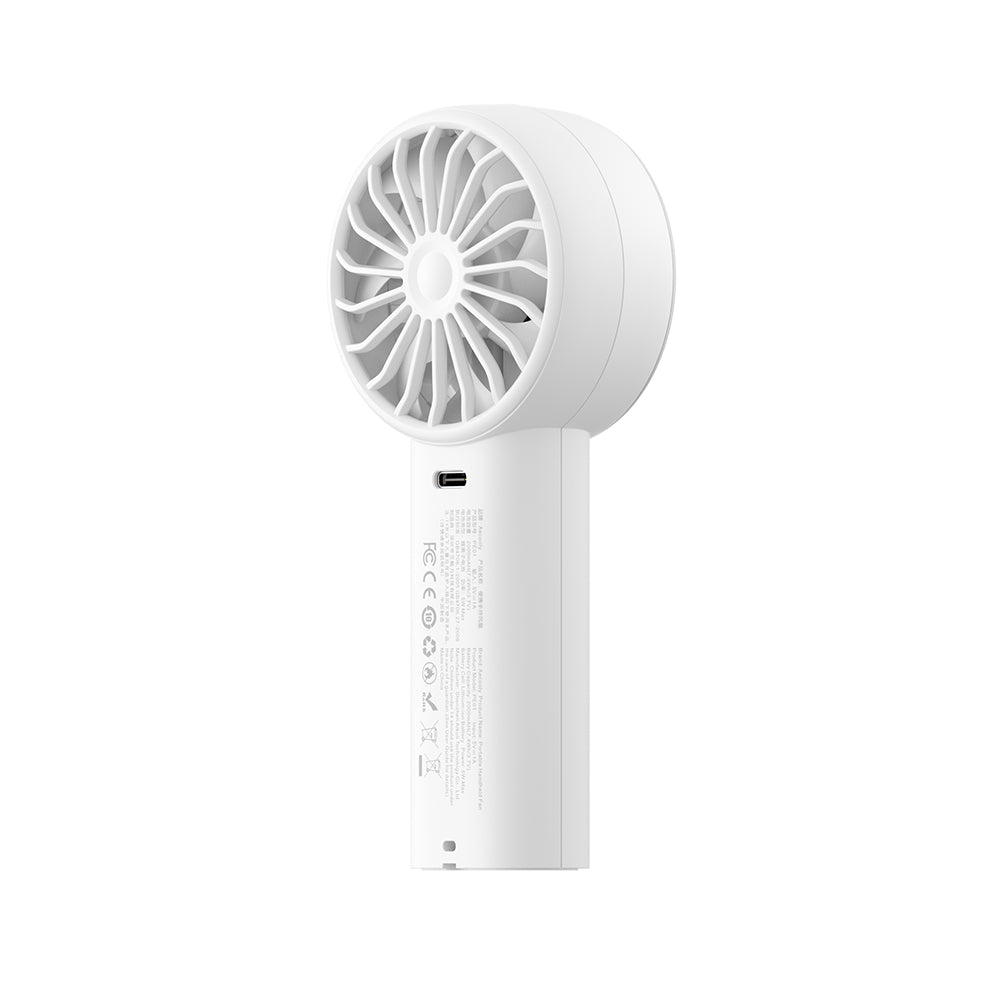 Aecooly PE01 Dijital LED Göstergeli 5 Kademeli Portatif Soğutucu El Fanı Beyaz