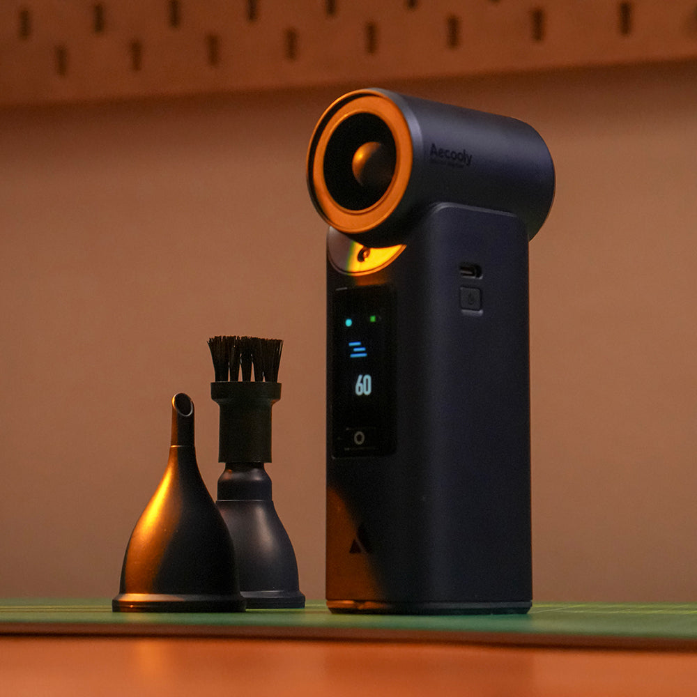 Aecooly PM01S Dijital LED Göstergeli Yüksek Hızlı Portatif Soğutucu El Fanı Gri