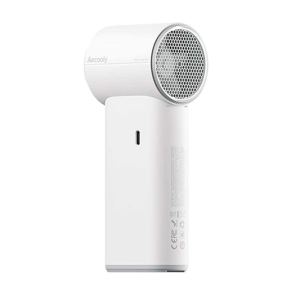 Aecooly PM02 Dijital LED Göstergeli Mist Chill Özellikli 5 Kademeli Portatif Soğutucu El Fanı Beyaz