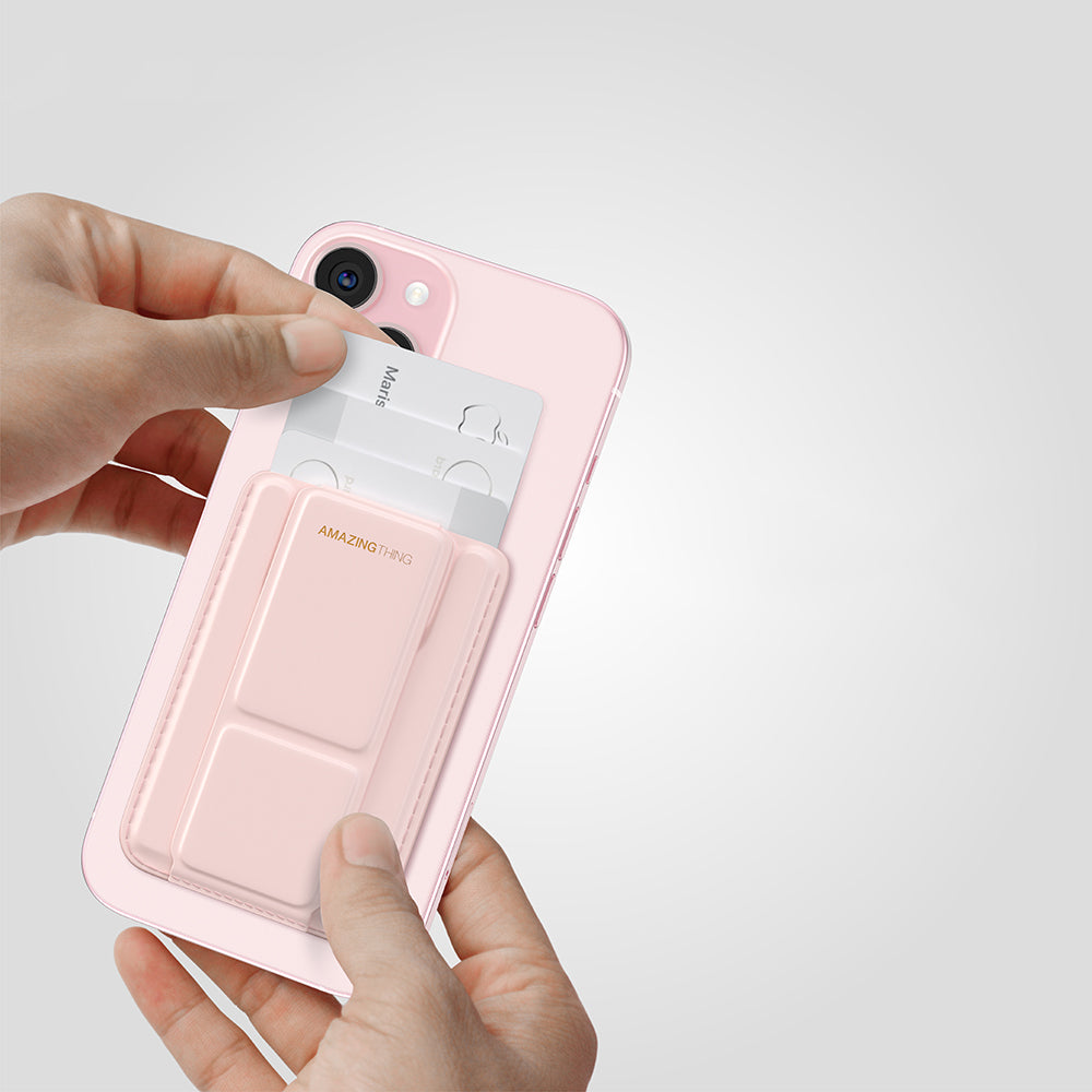 Amazingthing Edition Mag Serisi Fonksiyonel Çok Yönlü Grip Standlı Magnetik Kartlık Pembe