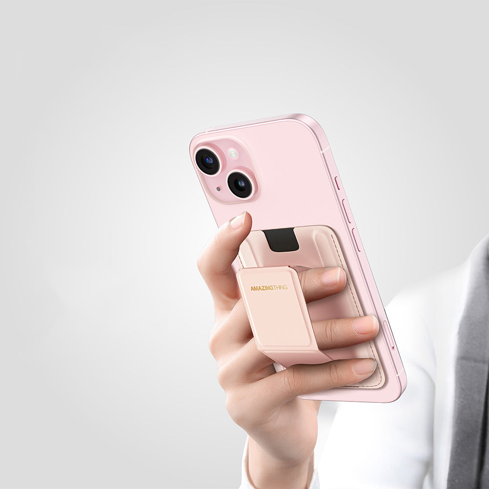 Amazingthing Edition Mag Serisi Fonksiyonel Çok Yönlü Grip Standlı Magnetik Kartlık Pembe