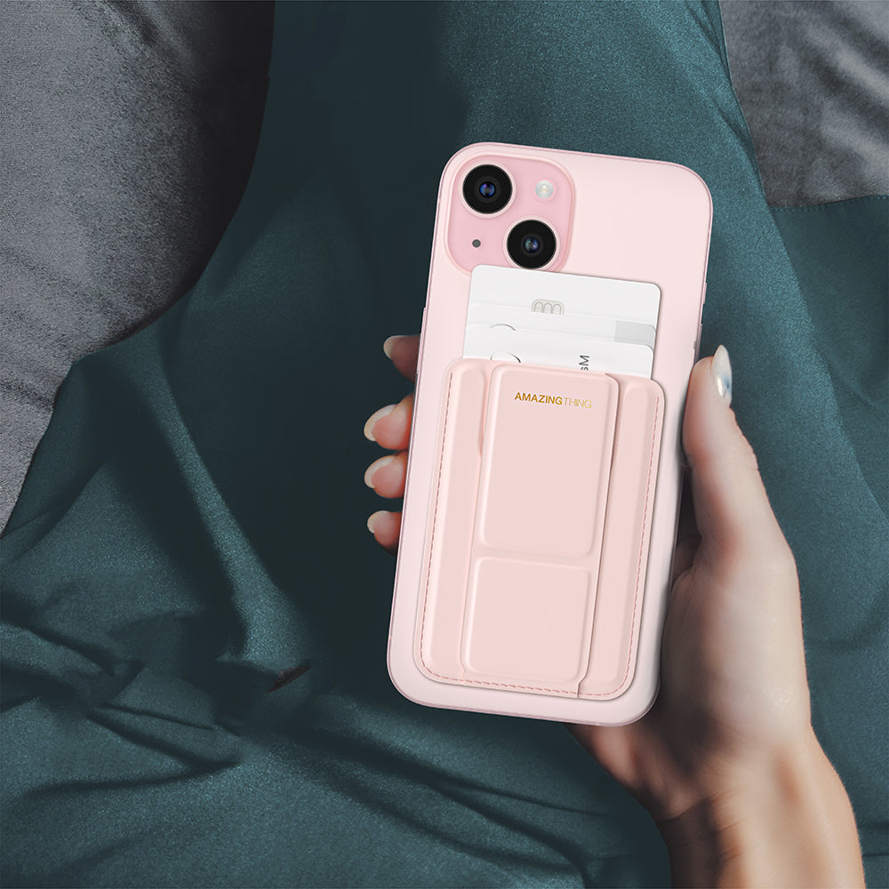 Amazingthing Edition Mag Serisi Fonksiyonel Çok Yönlü Grip Standlı Magnetik Kartlık Pembe