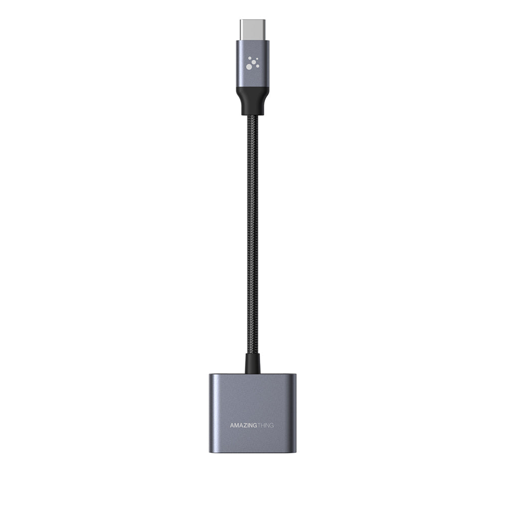 Amazingthing Thunder Pro 2in1 Type-C To 3.5mm Hi-Fi Aux Çevirici Ses Adaptörü Gri