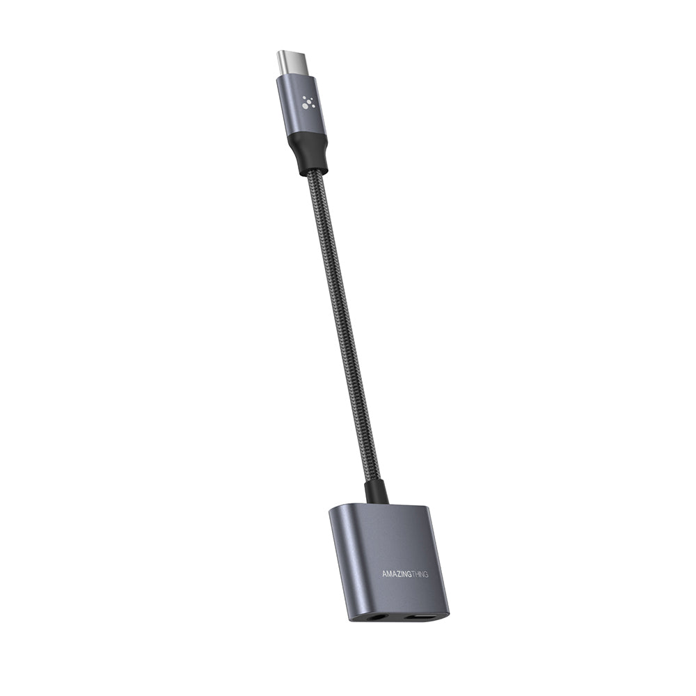 Amazingthing Thunder Pro 2in1 Type-C To 3.5mm Hi-Fi Aux Çevirici Ses Adaptörü Gri