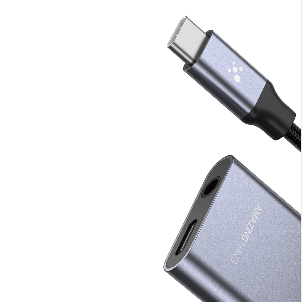 Amazingthing Thunder Pro 2in1 Type-C To 3.5mm Hi-Fi Aux Çevirici Ses Adaptörü Gri