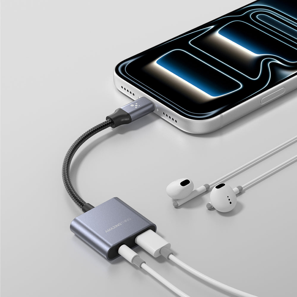 Amazingthing Thunder Pro 2in1 Type-C To 3.5mm Hi-Fi Aux Çevirici Ses Adaptörü Gri