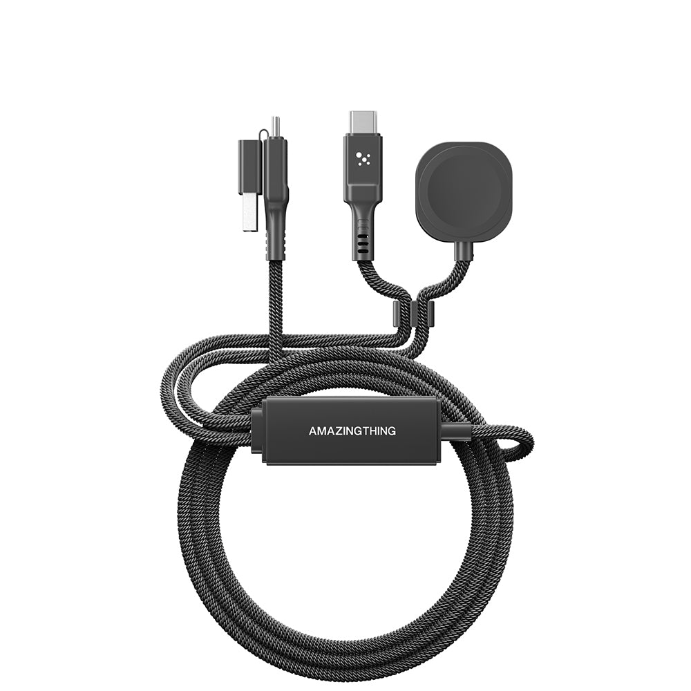 Amazingthing Thunder Pro 7X 100W Apple Watch Serisi Akıllı Saat Wireless 4in1 Type-C PD - Usb Hızlı Şarj Kablosu 1.5M Siyah
