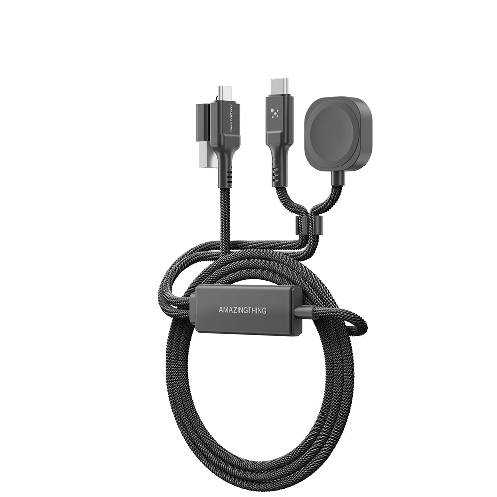 Amazingthing Thunder Pro 7X 100W Apple Watch Serisi Akıllı Saat Wireless 4in1 Type-C PD - Usb Hızlı Şarj Kablosu 1.5M Siyah