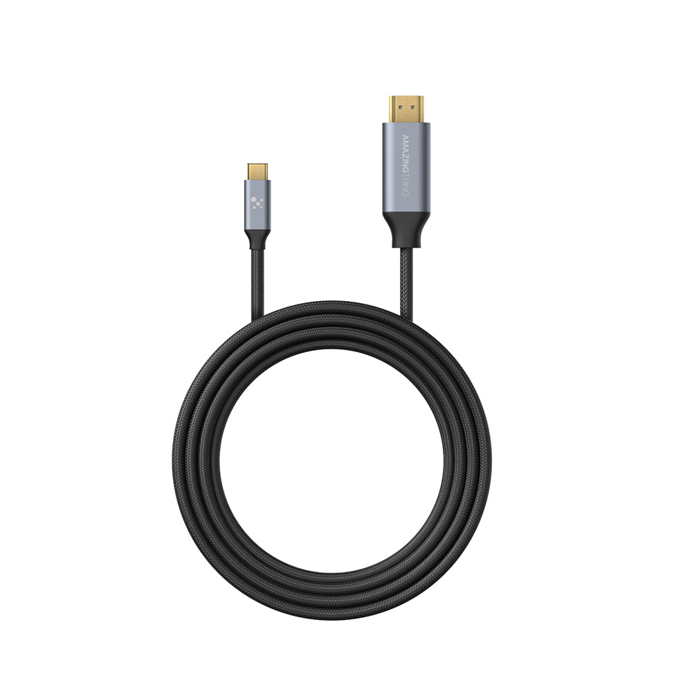 Amazingthing Thunder Pro HDTV Görüntü ve Ses Aktarıcı Type-C to HDMI Kablo Ultra HD 4K 60Hz 1.5M Gri