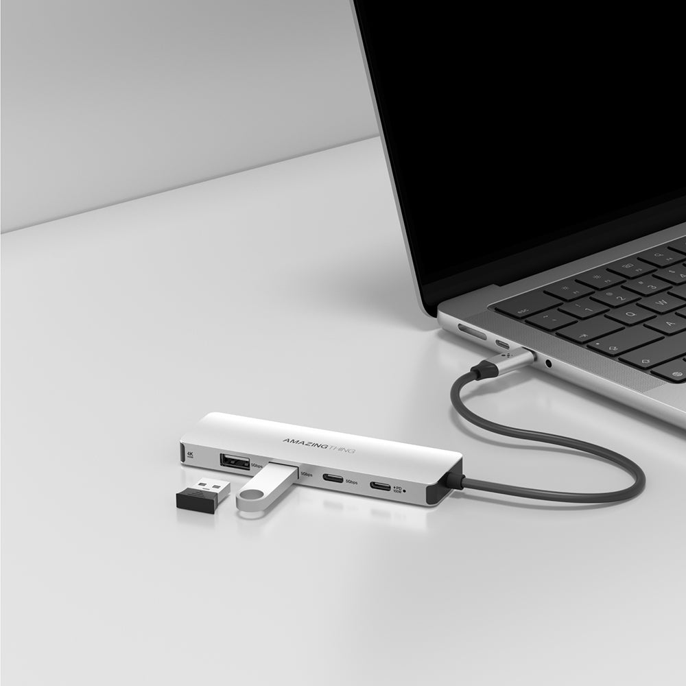 Amazingthing Thunder Pro Type-c to HDTV 5 in 1 4K 60Hz Dönüştürücü Adaptör Gri