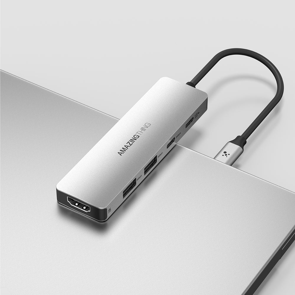 Amazingthing Thunder Pro Type-c to HDTV 5 in 1 4K 60Hz Dönüştürücü Adaptör Gri