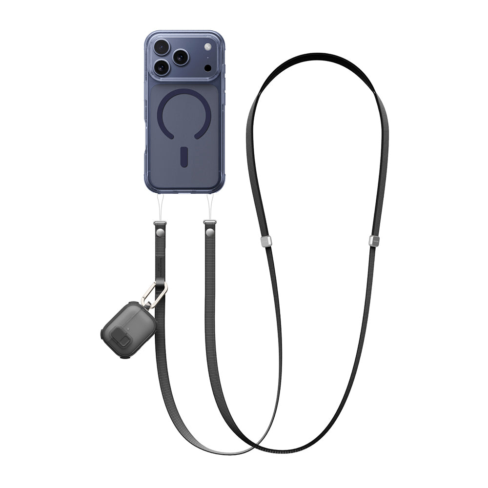 Amazingthing Titan Serisi Ayarlanabilir Manyetik Tasarımlı Telefon ve AirPods Boyun Askı İpi Siyah