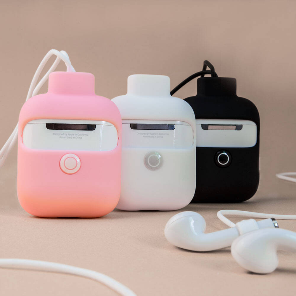 Airpods 2. Nesil Kılıf Boyun Askılı Jelly Bean Tasarımlı Kablosuz Şarj Özellikli Lisanslı Switcheasy ColorBuddy Kılıf Beyaz