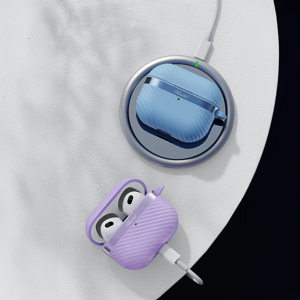 Apple AirPods 3. Nesil Kılıf M-Safe Şarj Özellikli Mutural Jiguang Serisi Silikon Kapak Açık Mavi