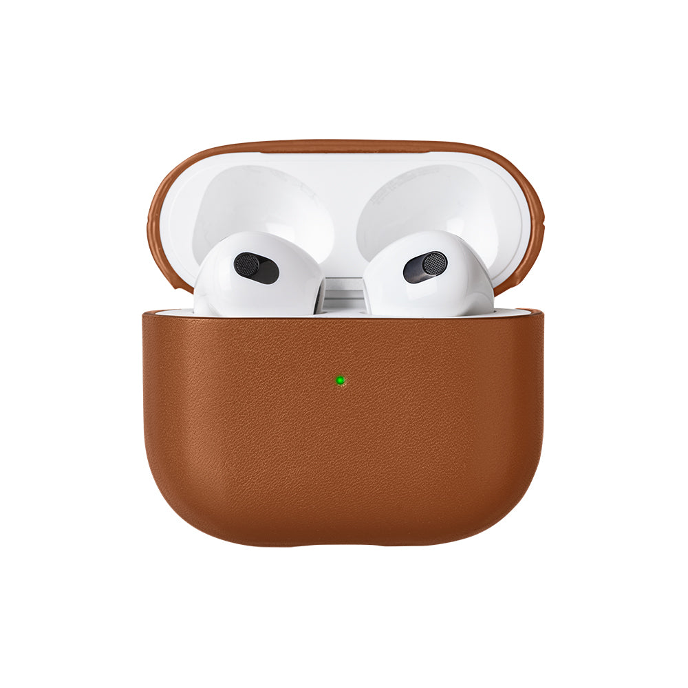 Apple AirPods 3.Nesil Kılıf M-Safe Şarj Özellikli Native Union Hakiki Nappa Derisi Klasik Kapak Kahverengi